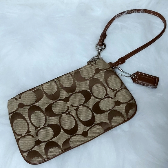 Coach Signature Wristlet in Brown/Tan - Picture 2 of 6